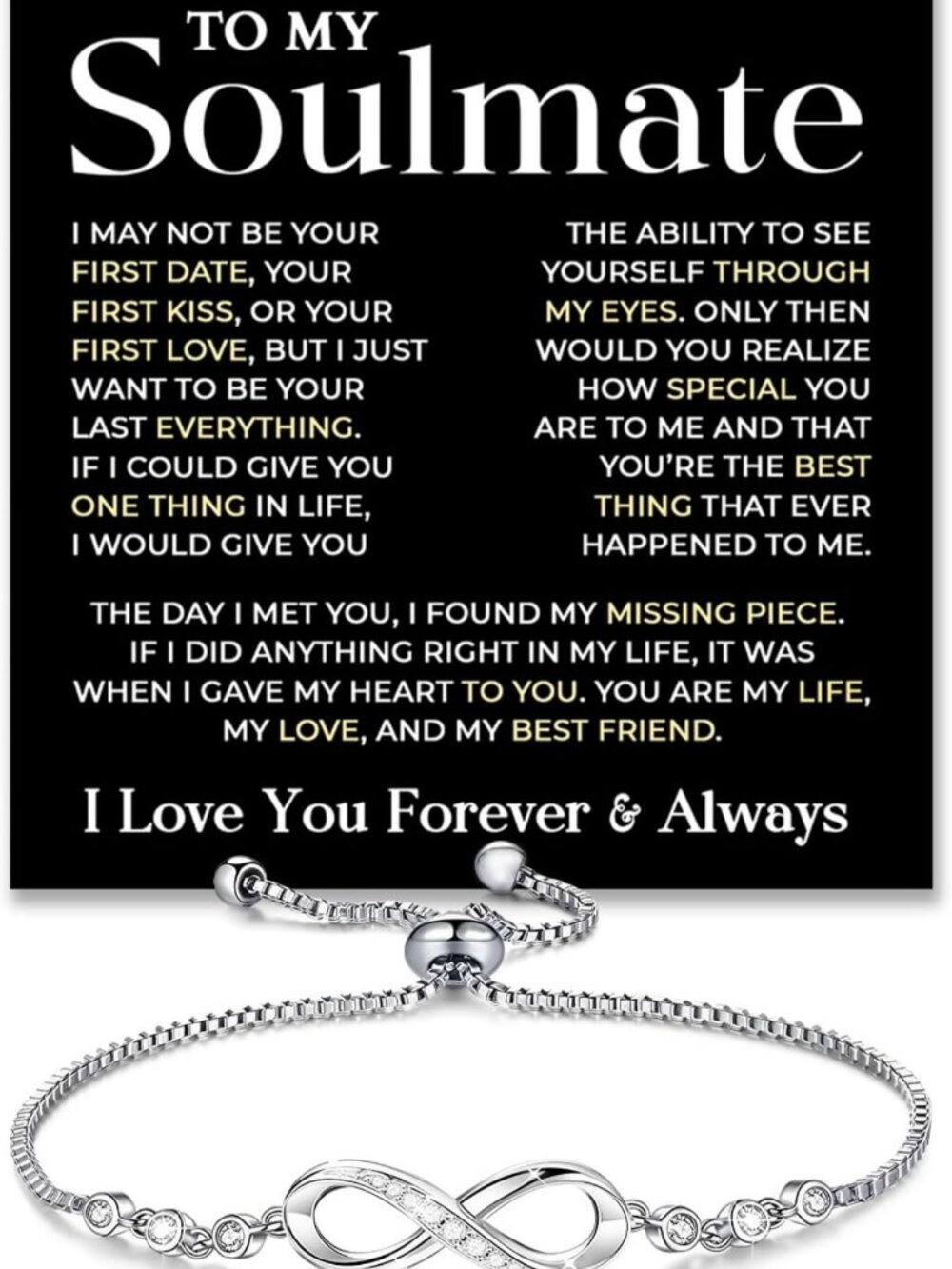 Soulmate Bracelet for Women - Meaningful Jewelry Gift with Message Card & Box